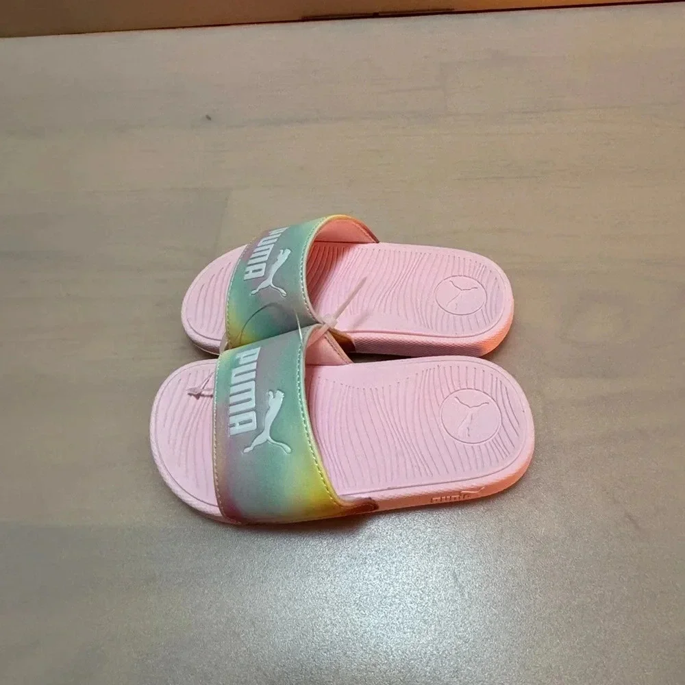 Puma Cool Cat Prismatic jr Slide Sandals Junior 11 Kids Youth Pink  New